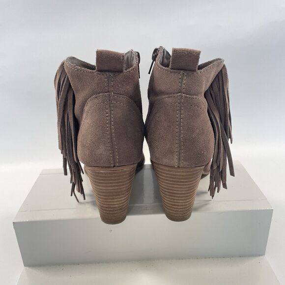 Steve Madden Ohio Western Ankle Booties Fringe Taupe Suede Heeled Women's 8.5 - Picture 6 of 9